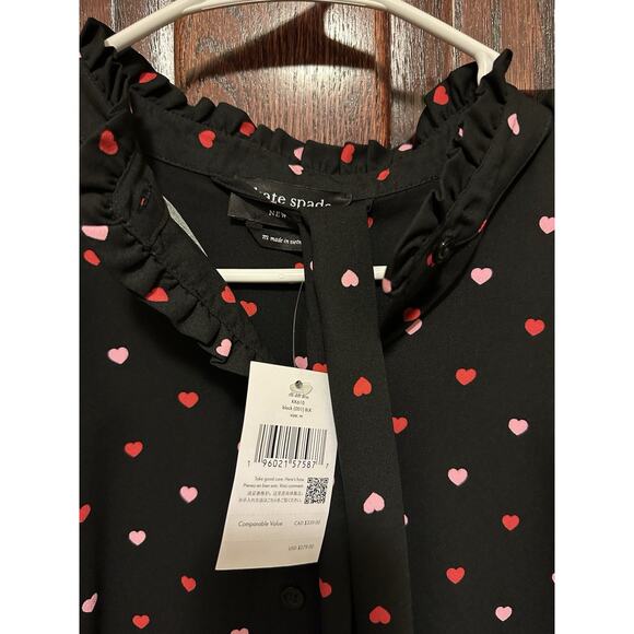 NWT Kate Spade Darling Hearts Ruffle Shift Dress Women’s Size S - Picture 3 of 5